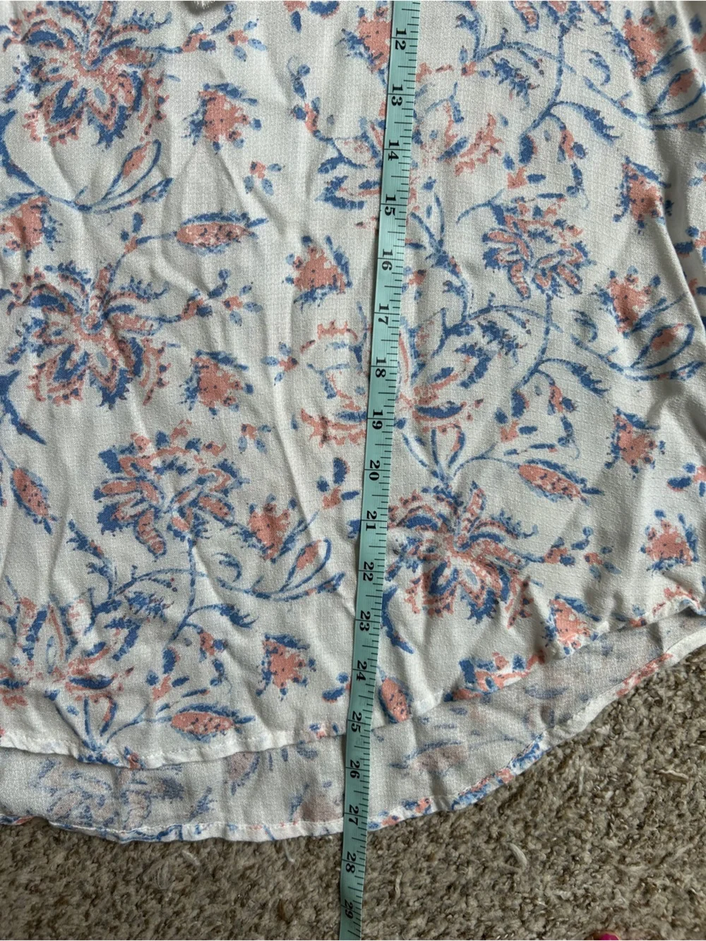 Lucky Brand White Floral Tie-Front Peasant Blouse Floral Boho Bohemian Large